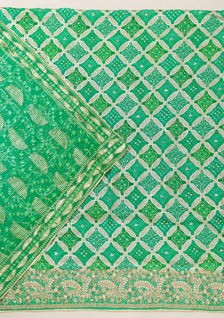 Rama Green Cutdana Semi Crepe Unstitched Salwar Suit