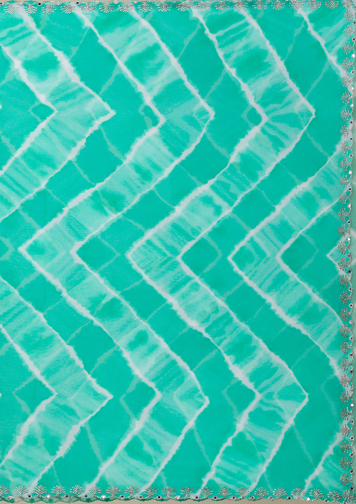 Rama Green Printed Georgette Saree