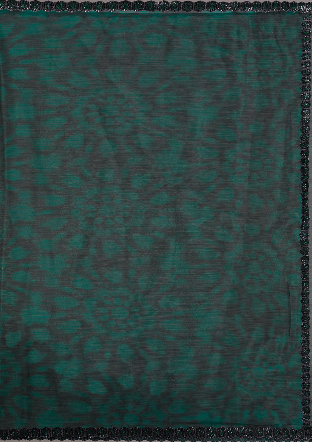 Rama Green Printed Organza Saree