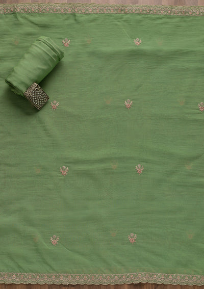 Rama Green Printed Semi Crepe Unstitched Salwar Suit