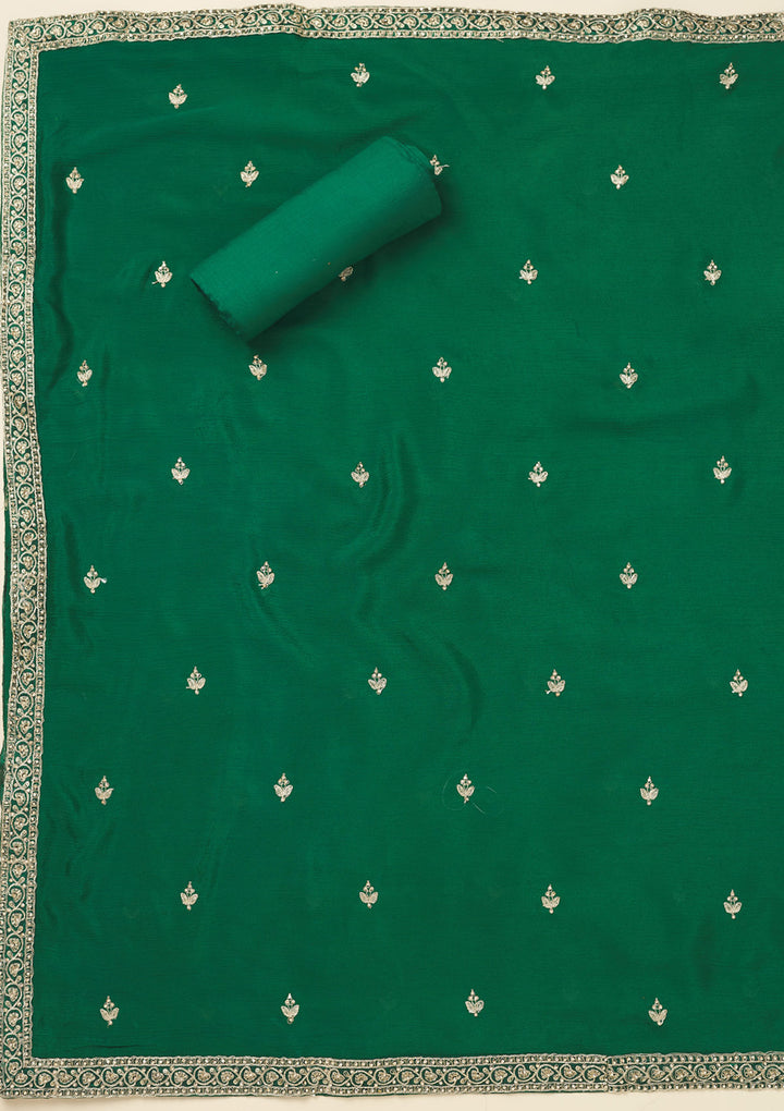 Rama Green Printed Semi Crepe Unstitched Salwar Suit