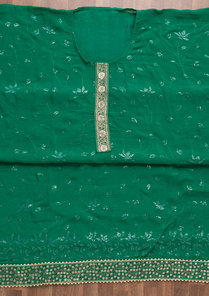 Rama Green Sequins Tissue Unstitched Salwar Suit