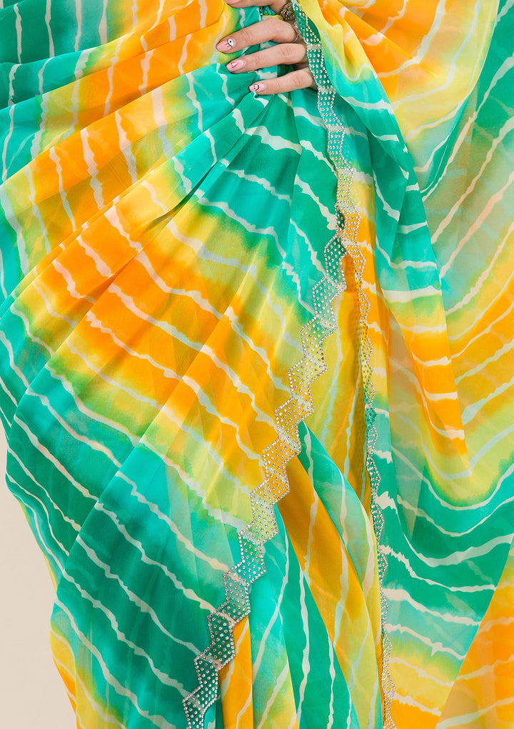 Rama Green Stonework Georgette Saree