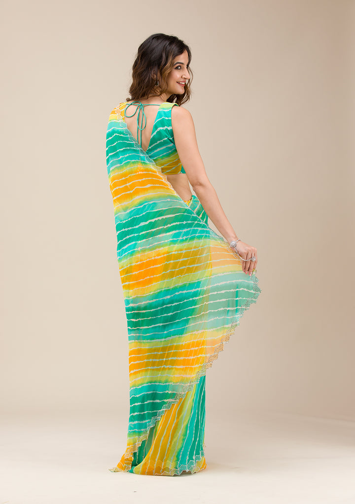 Rama Green Stonework Georgette Saree
