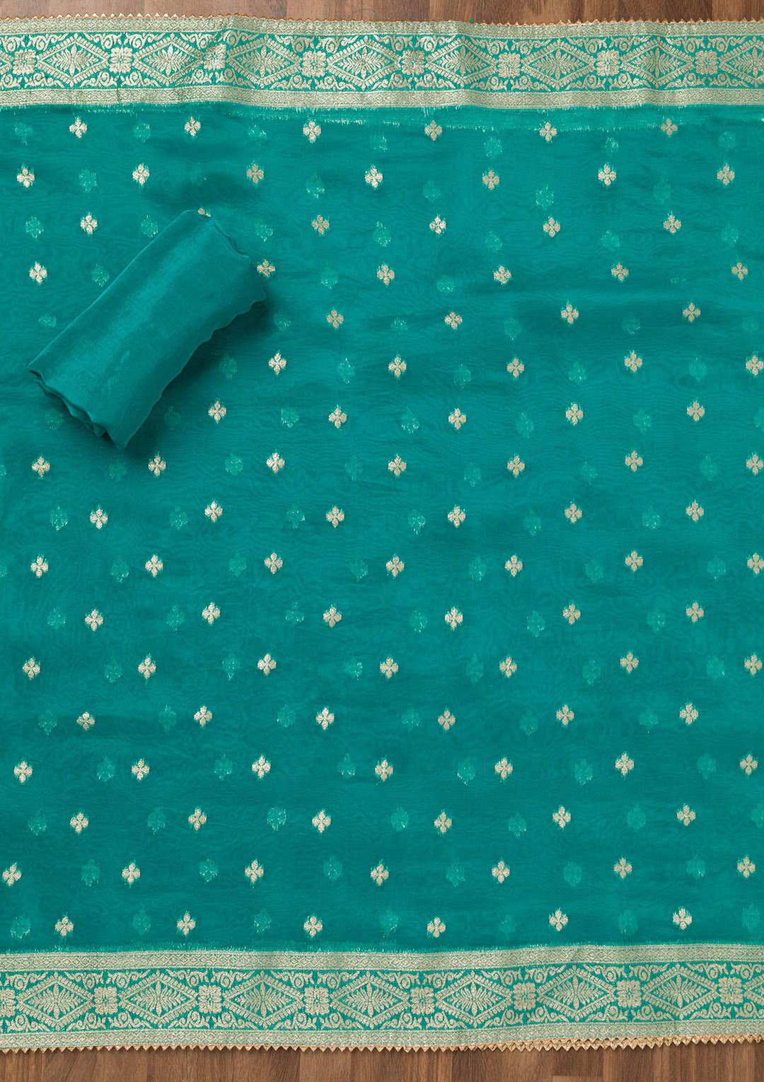Rama Green Threadwork Chiffon Unstitched Salwar Suit