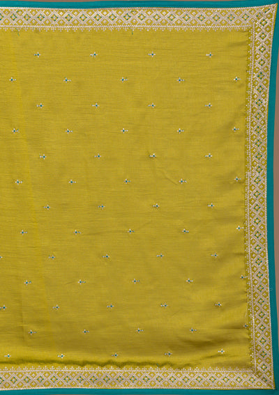 Rama Green Threadwork Rawsilk Readymade Salwar Suit