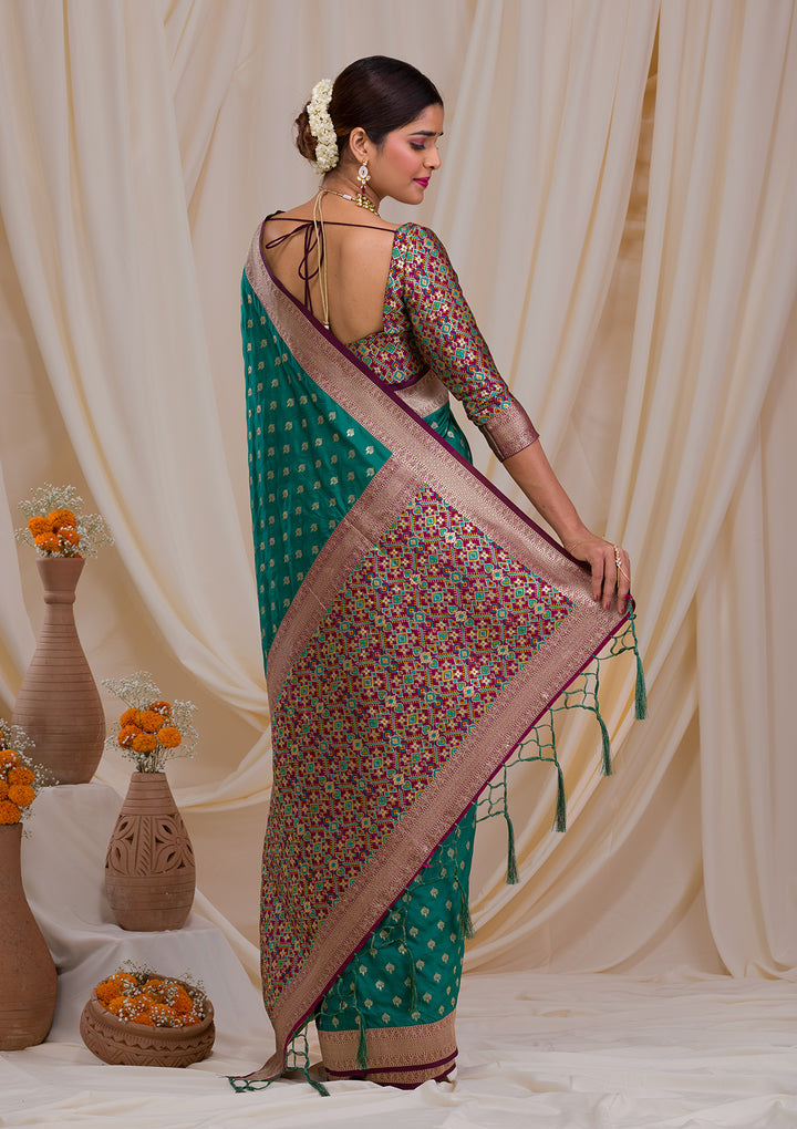 Rama Green Zariwork Banarasi Silk Saree
