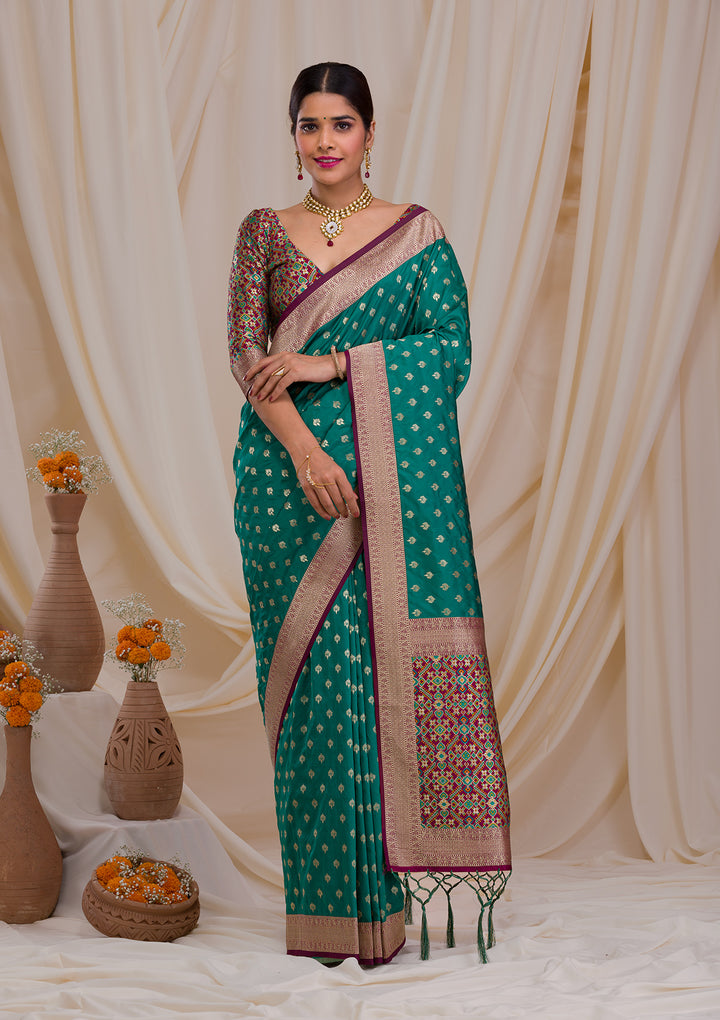 Rama Green Zariwork Banarasi Silk Saree