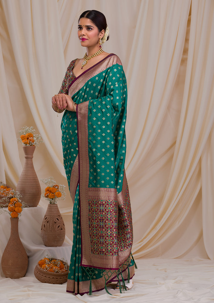 Rama Green Zariwork Banarasi Silk Saree
