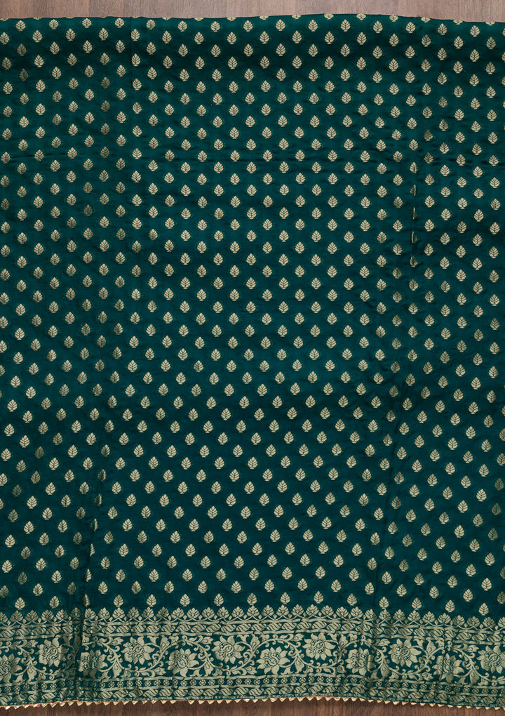 Rama Green Zariwork Banarasi Unstitched Salwar Suit