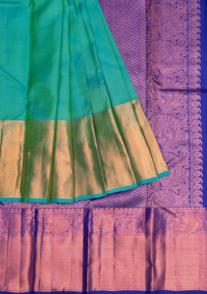 Rama Green Gold Zariwork Kanjivaram Pure Silk Saree