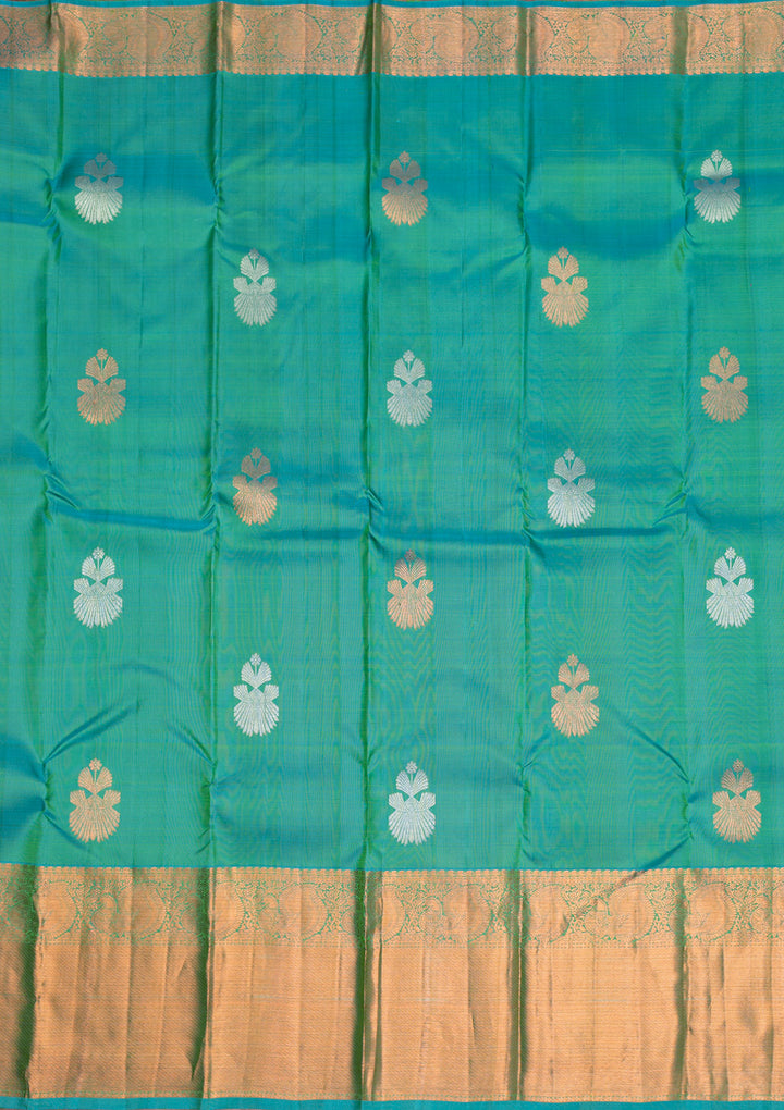 Rama Green Gold Zariwork Kanjivaram Pure Silk Saree