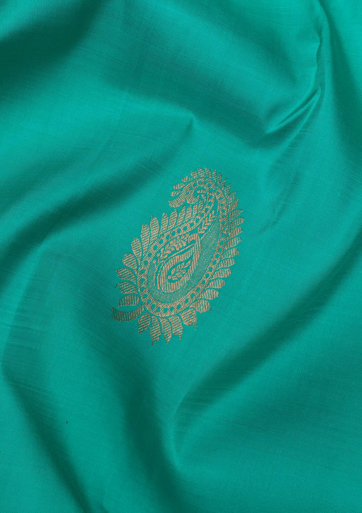 Rama Green Copper Zariwork Pure Silk Saree