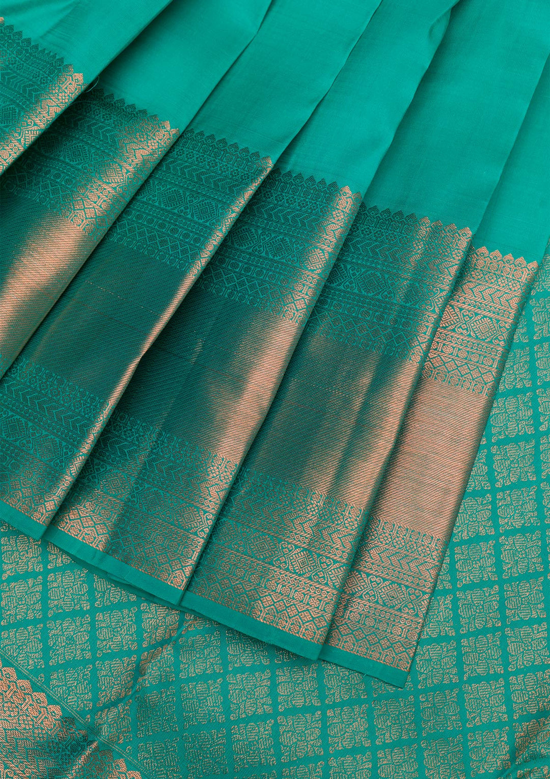 Rama Green Copper Zariwork Pure Silk Saree
