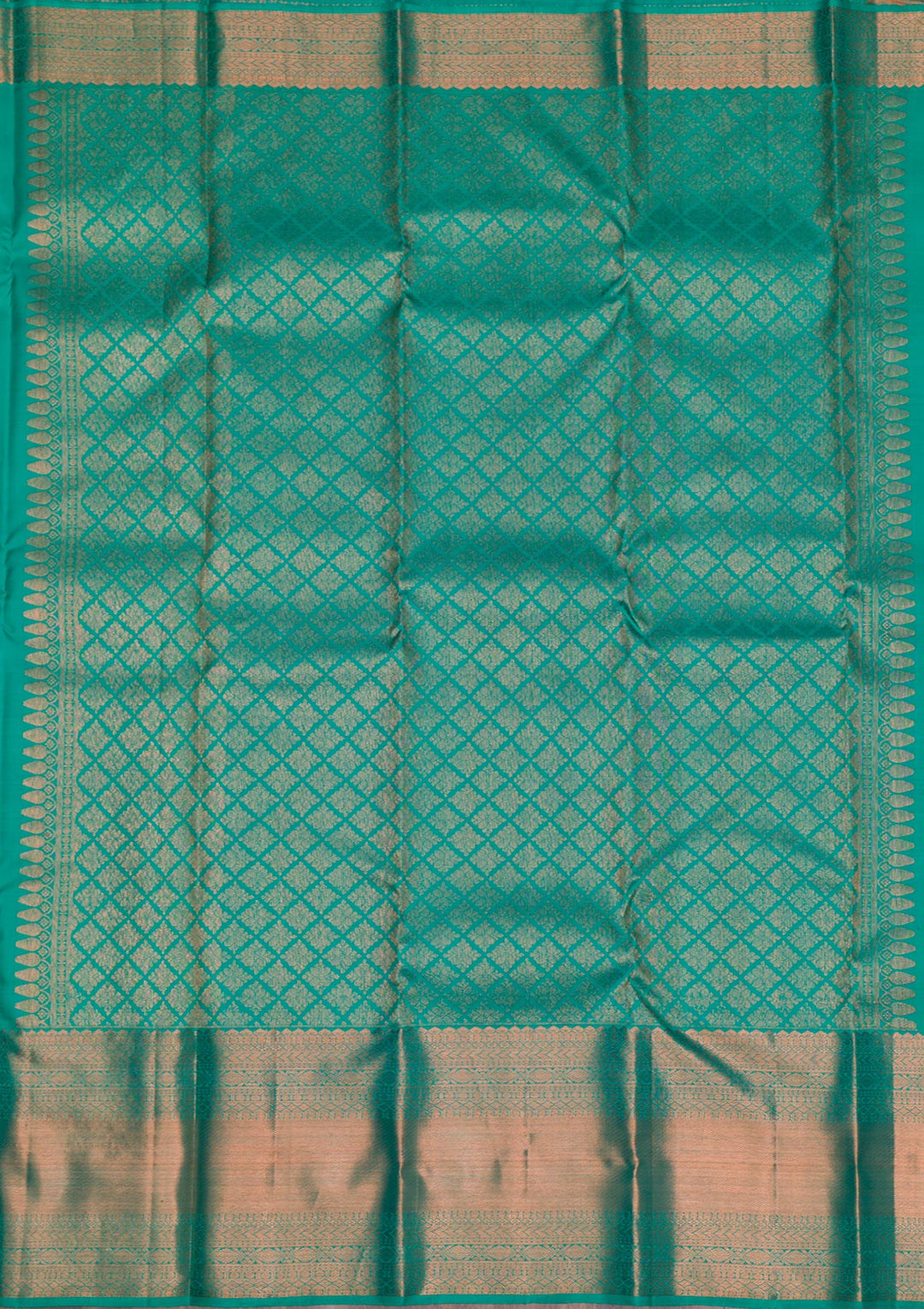 Rama Green Copper Zariwork Pure Silk Saree