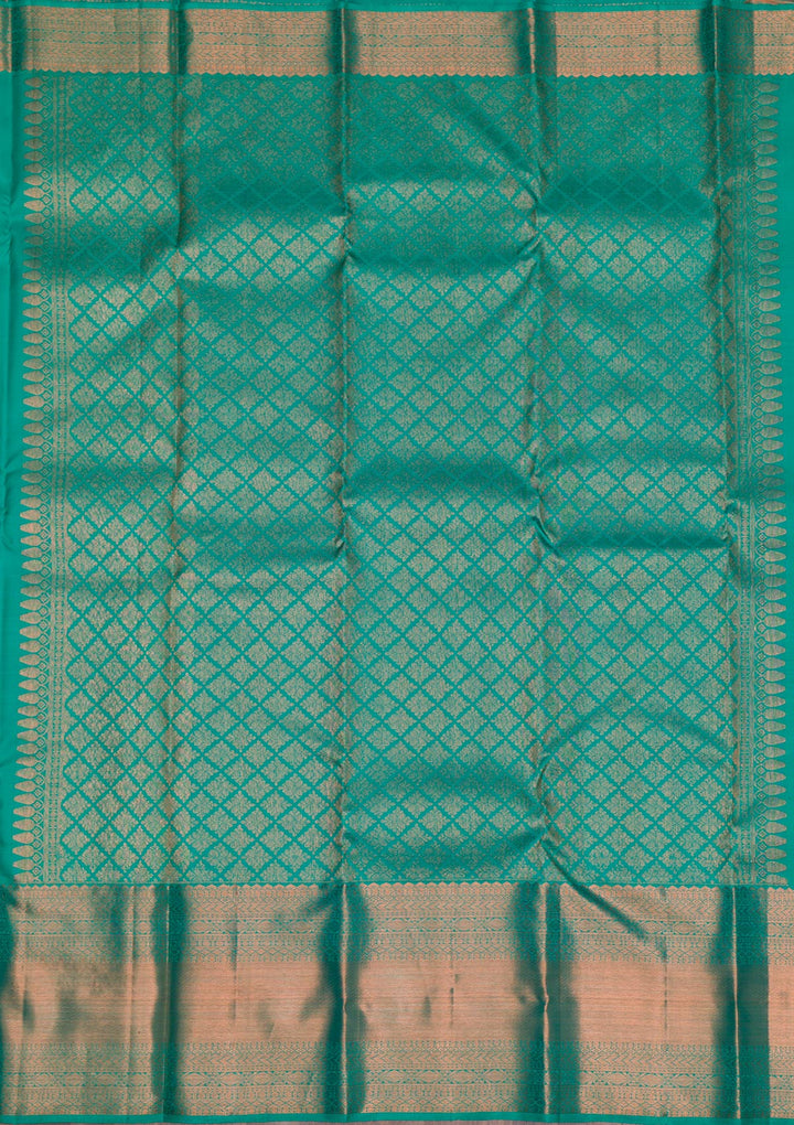 Rama Green Copper Zariwork Pure Silk Saree