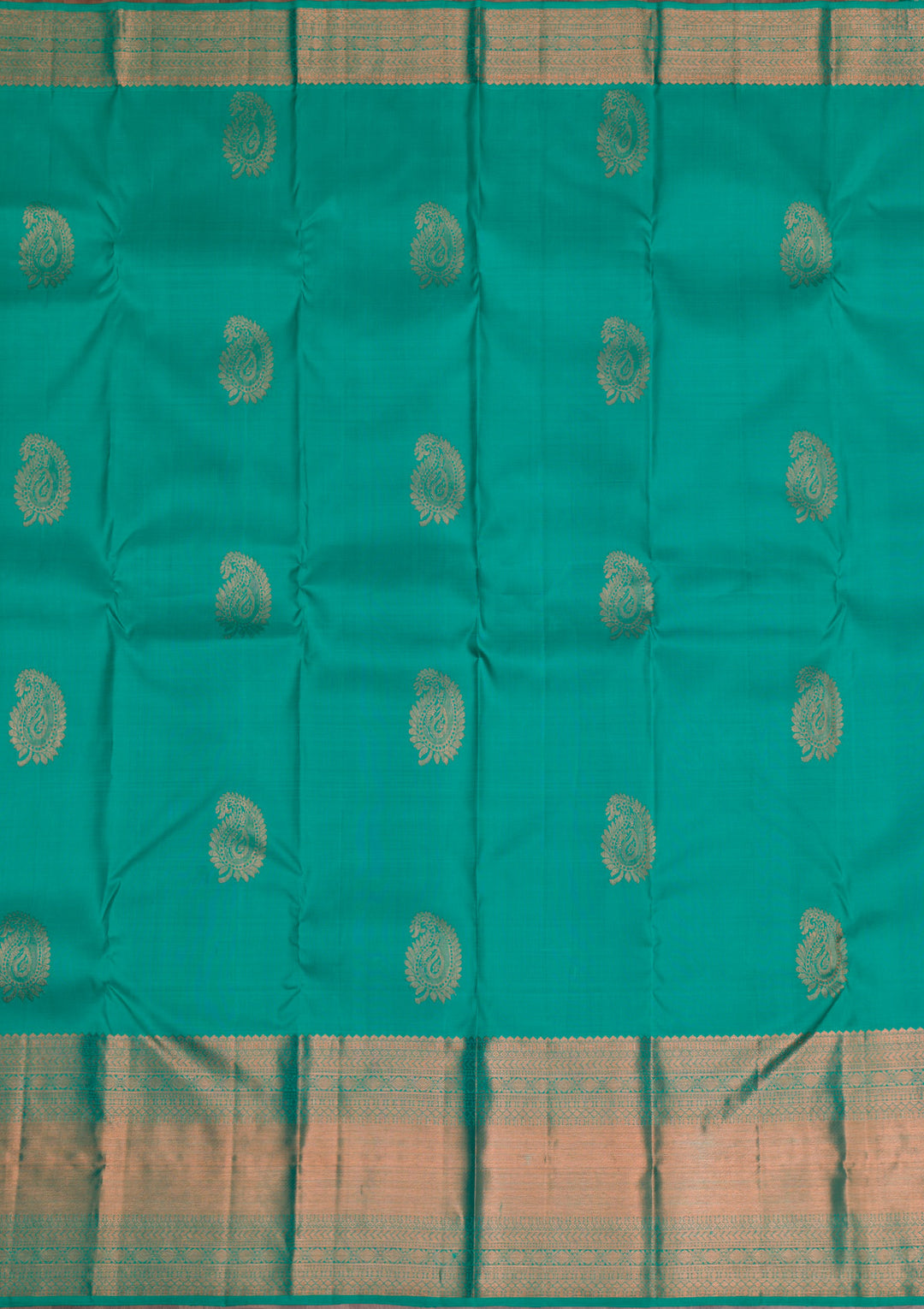 Rama Green Copper Zariwork Pure Silk Saree