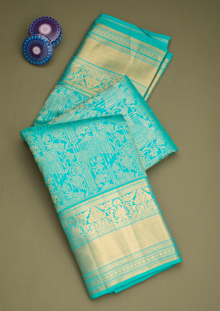 Rama Green Zariwork Pure Silk Saree
