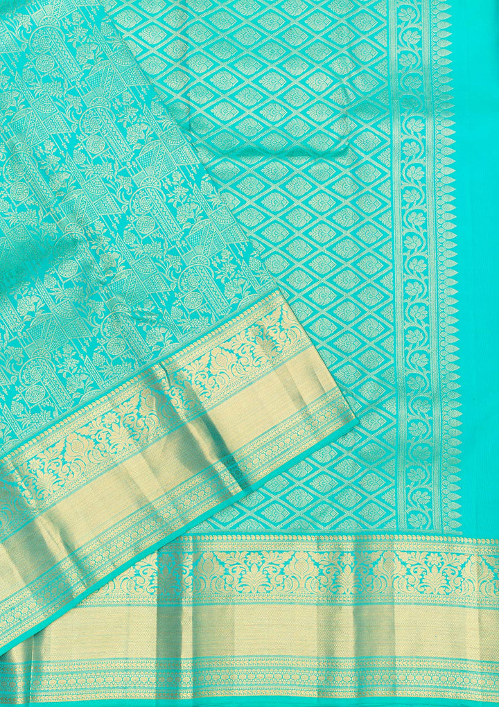Rama Green Zariwork Pure Silk Saree