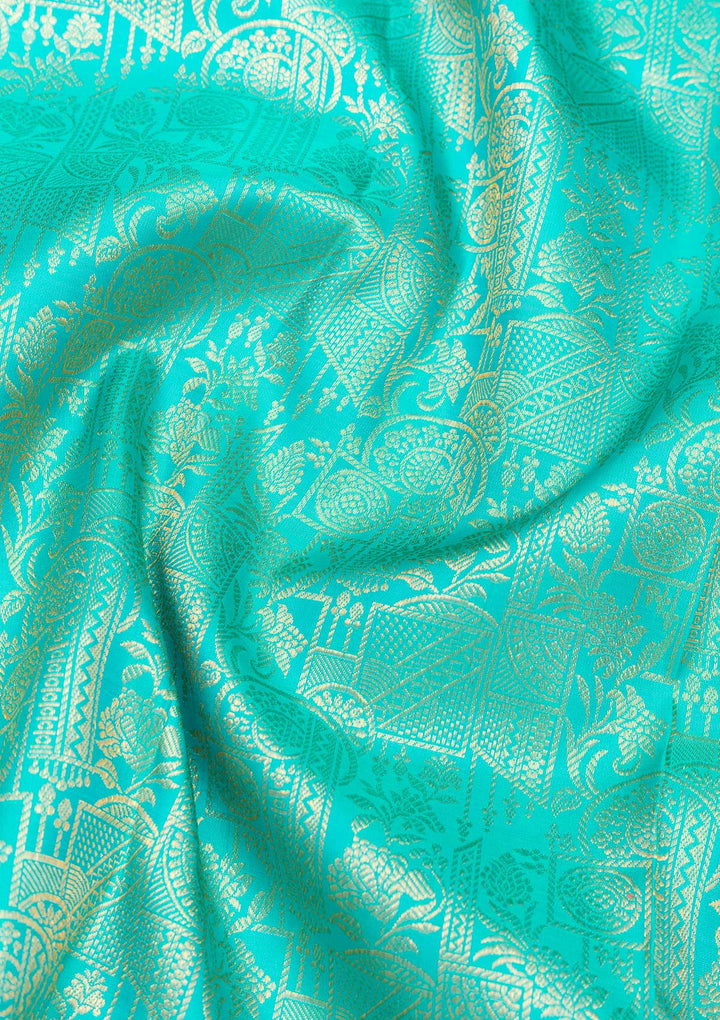 Rama Green Zariwork Pure Silk Saree
