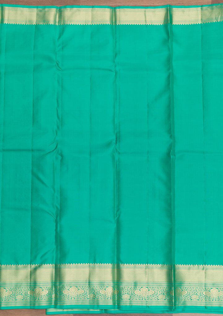 Rama Green Zariwork Pure Silk Saree-Koskii