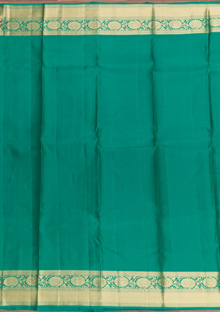 Rama Green Zariwork Pure Silk Saree-Koskii