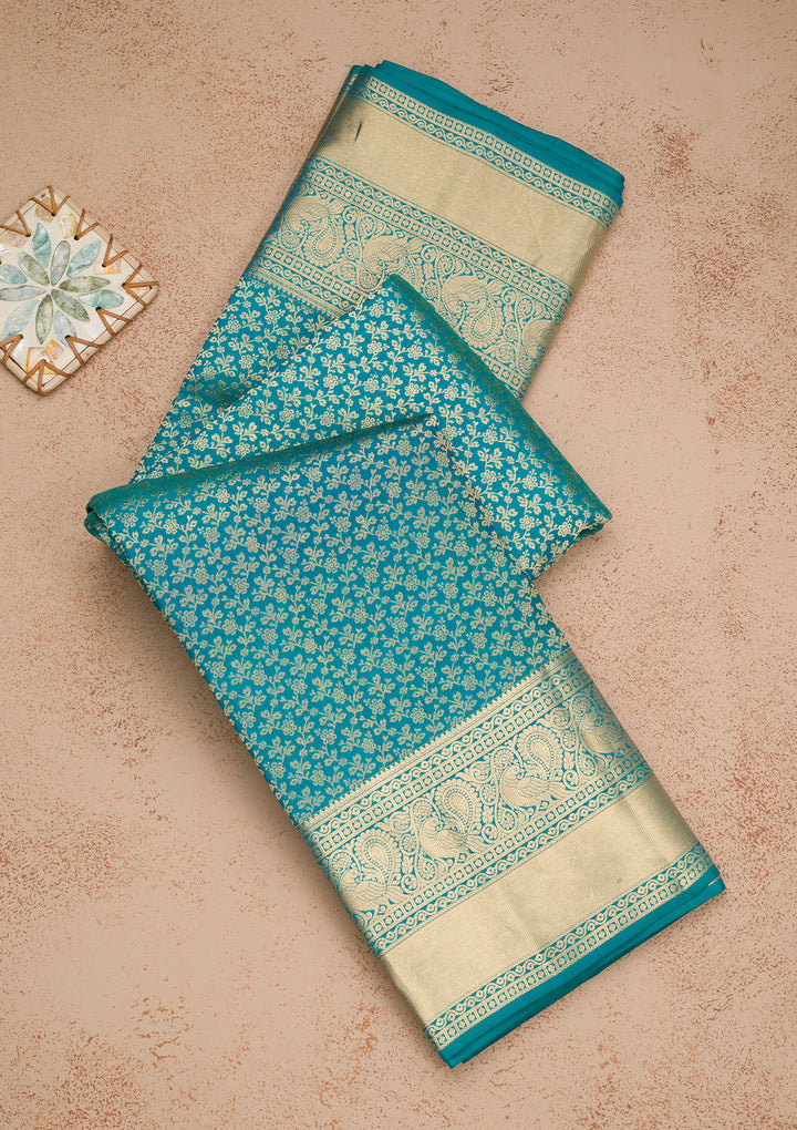 Rama Green Zariwork Pure Silk Saree