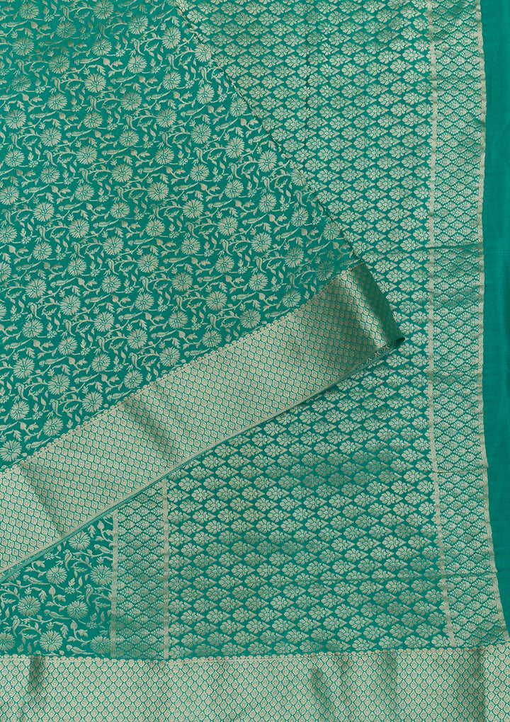Rama Green Zariwork Banarasi Pure Silk Saree