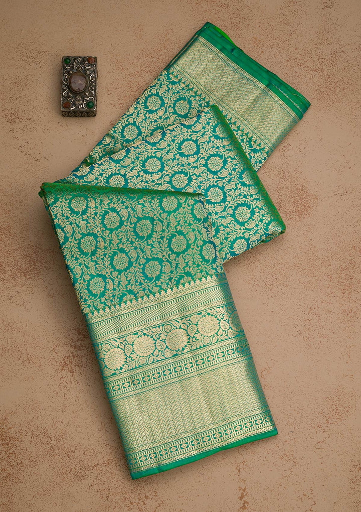 Rama Green Zariwork Banarasi Pure Silk Saree