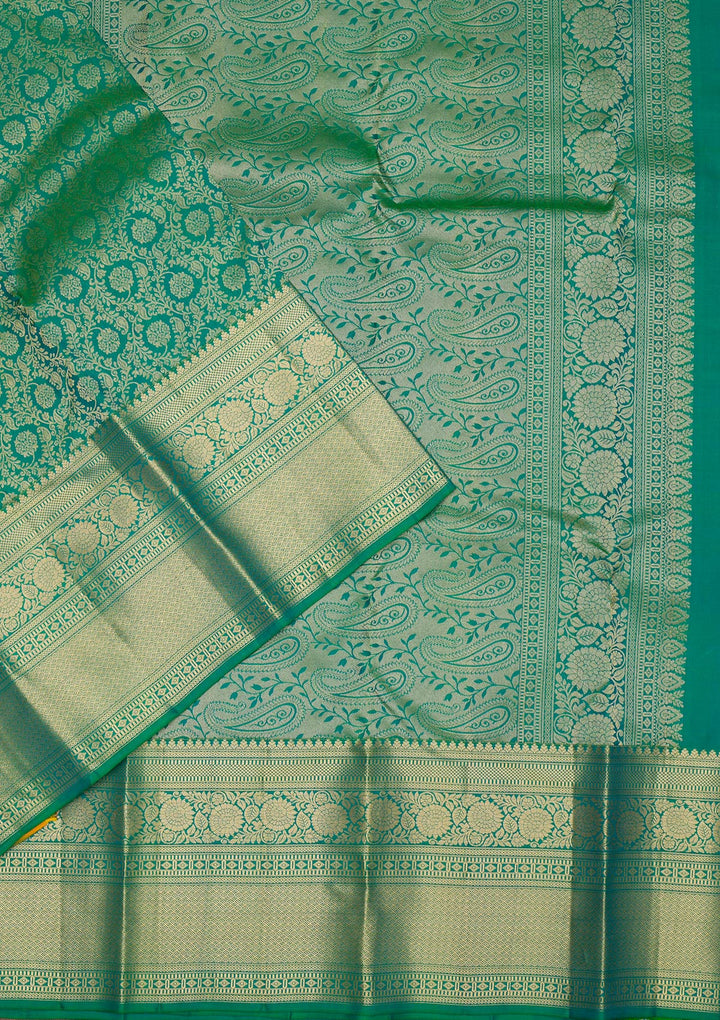 Rama Green Zariwork Banarasi Pure Silk Saree