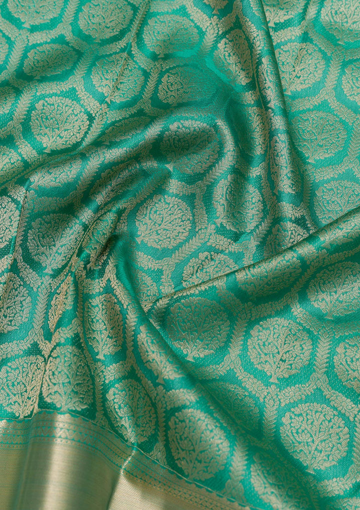 Rama Green Zariwork Banarasi Pure Silk Saree