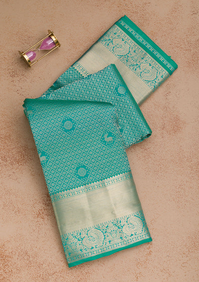 Rama Green Zariwork Pure Silk Saree
