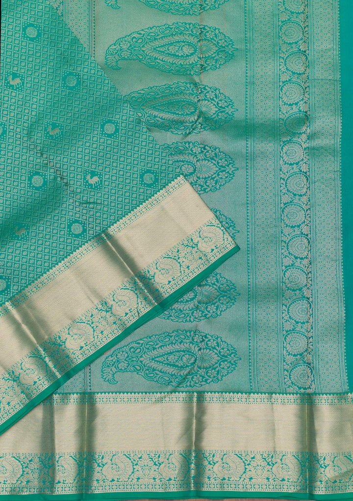 Rama Green Zariwork Pure Silk Saree