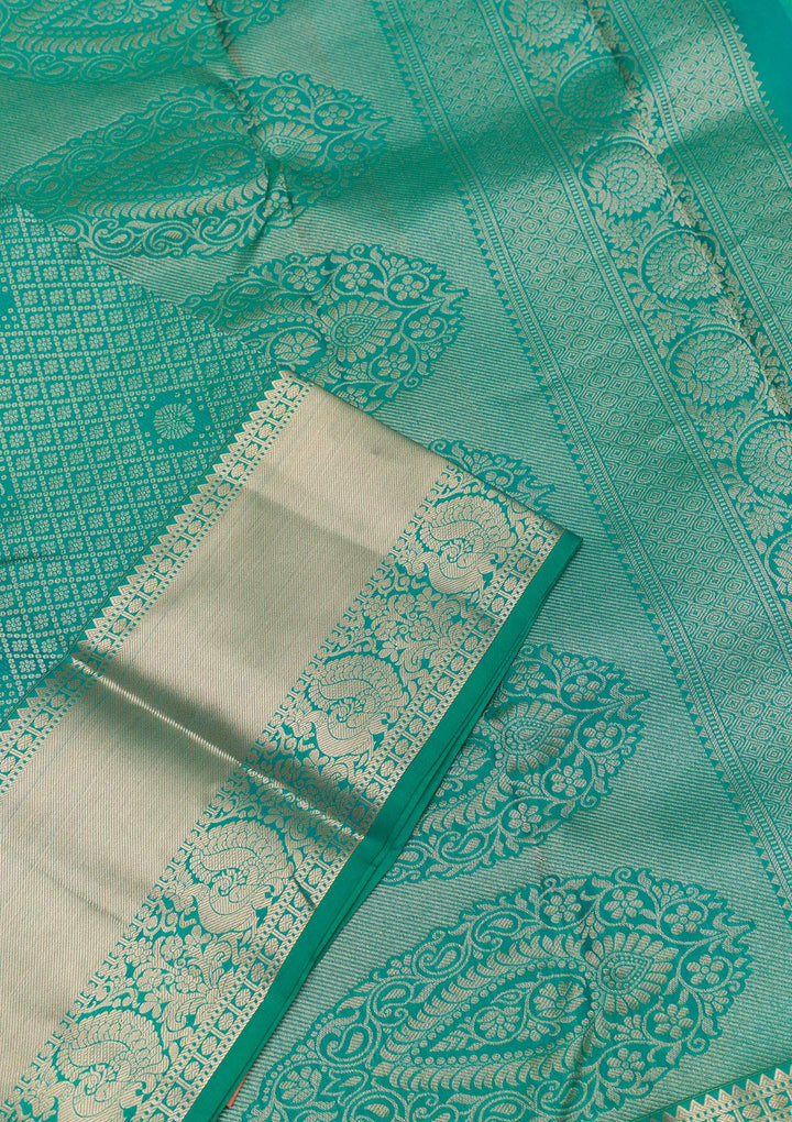 Rama Green Zariwork Pure Silk Saree
