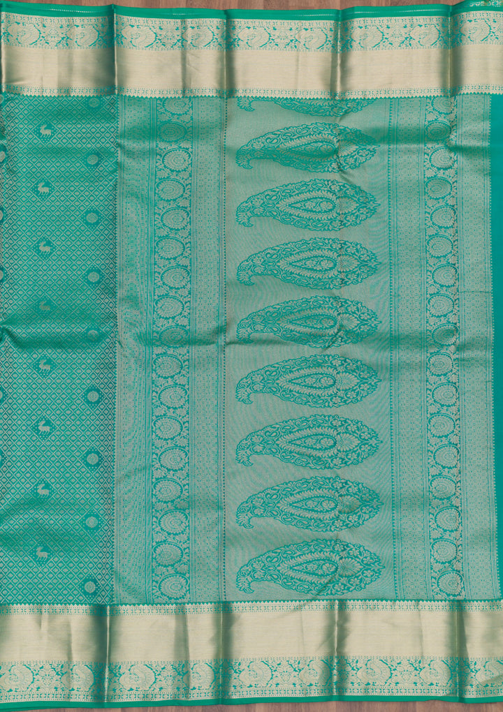 Rama Green Zariwork Pure Silk Saree