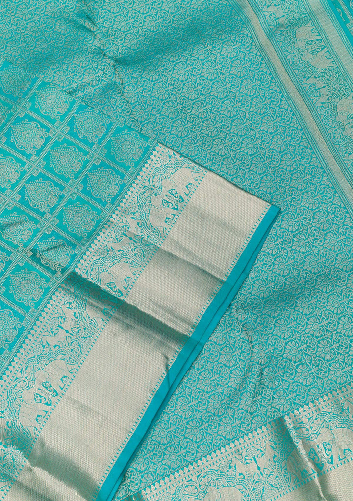 Rama Green Zariwork Pure Silk Saree