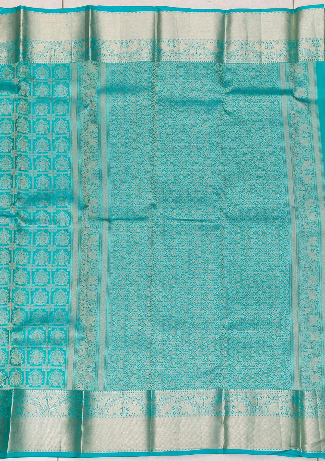 Rama Green Zariwork Pure Silk Saree