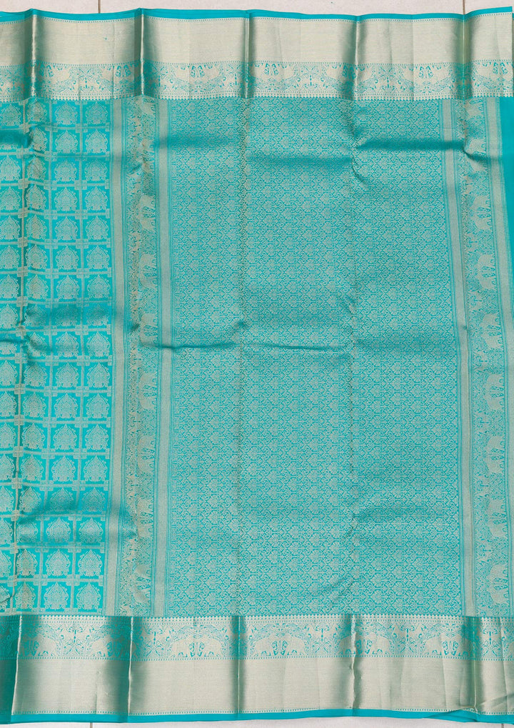 Rama Green Zariwork Pure Silk Saree