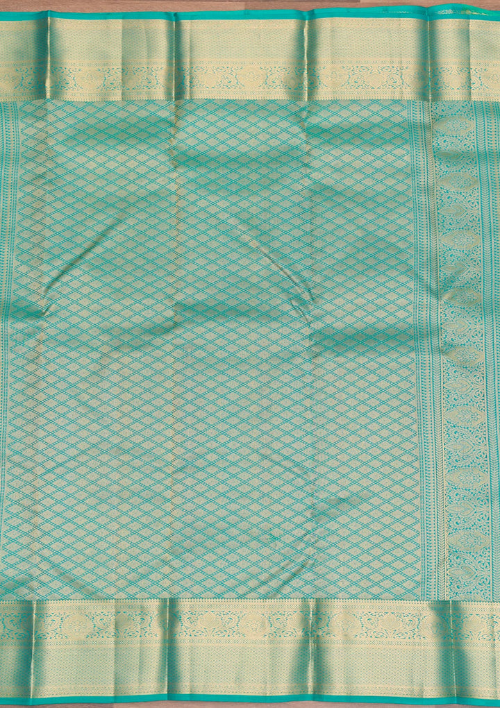 Rama Green Zariwork Pure Silk Saree-Koskii