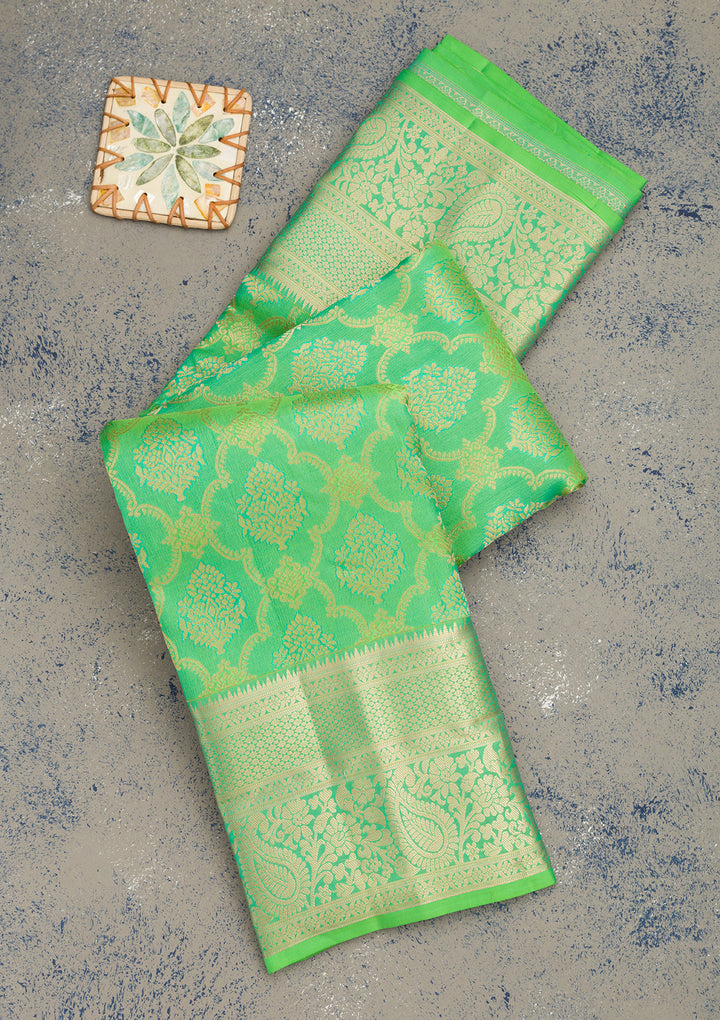 Rama Green Zariwork Pure Silk Saree