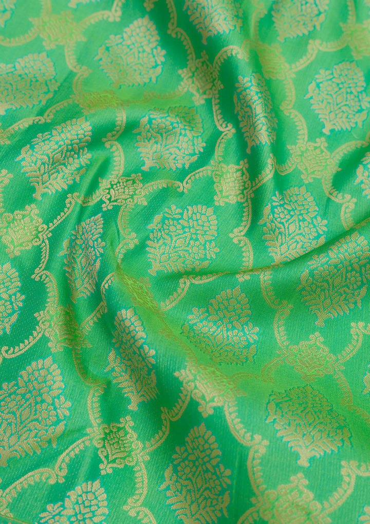 Rama Green Zariwork Pure Silk Saree