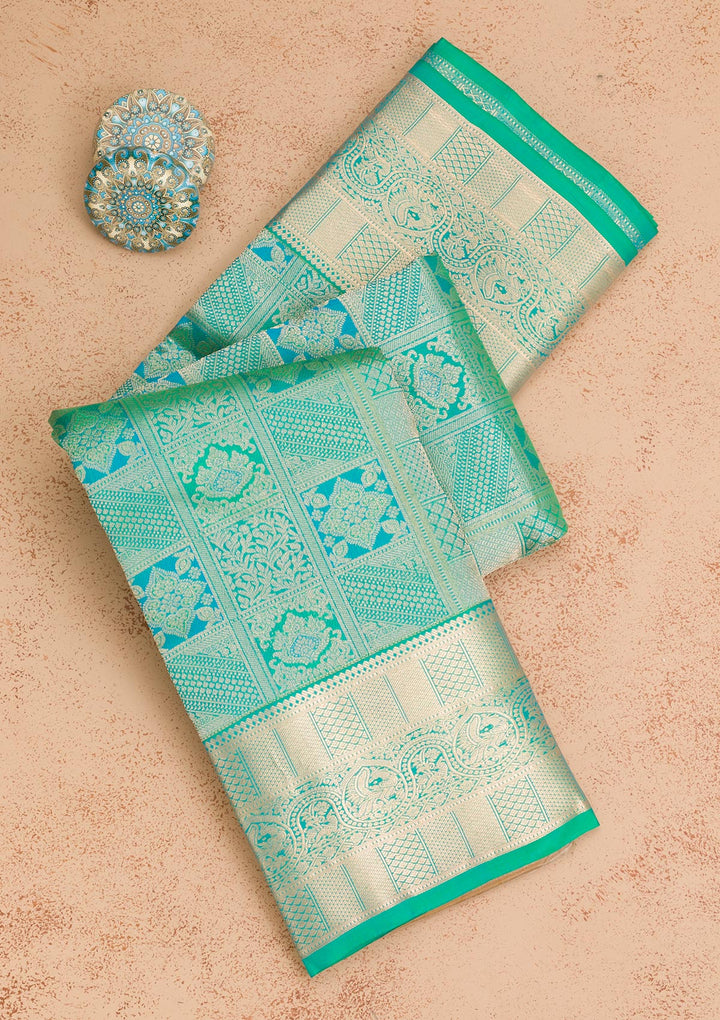 Rama Green Zariwork Pure Silk Saree