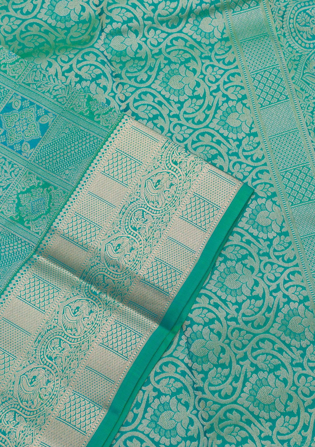 Rama Green Zariwork Pure Silk Saree