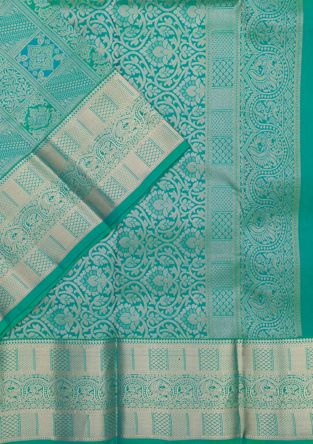 Rama Green Zariwork Pure Silk Saree