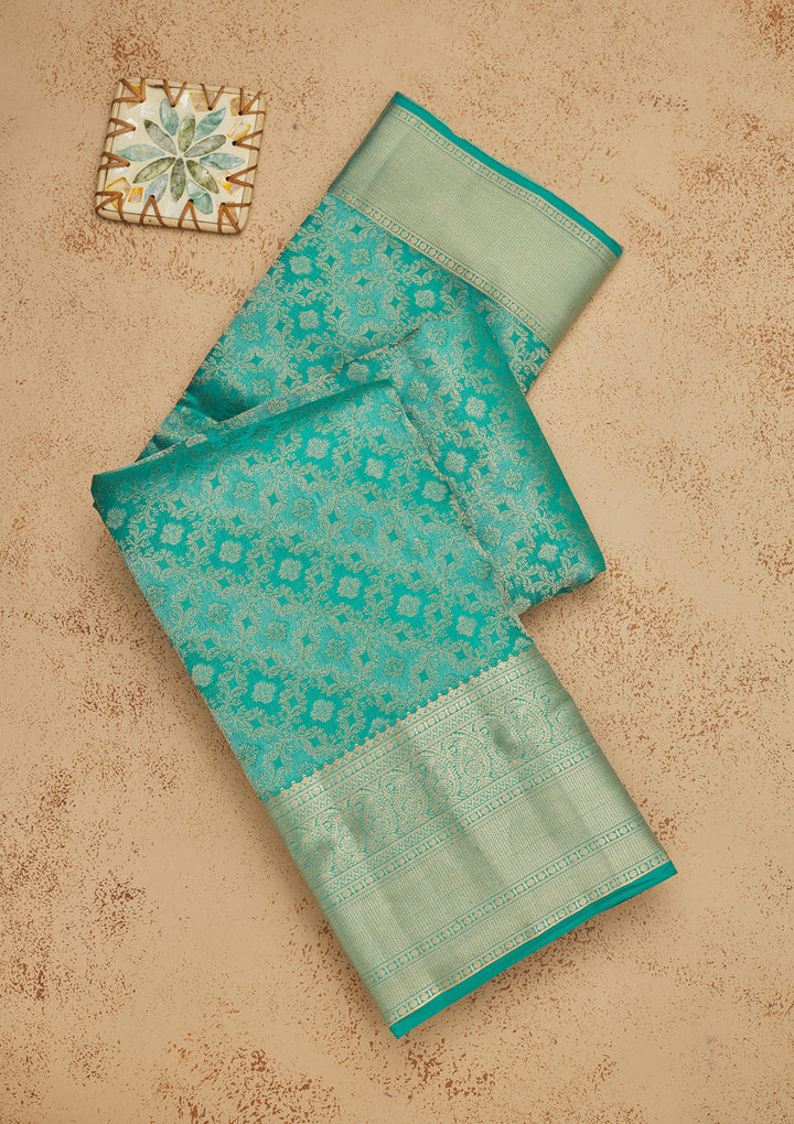 Rama Green Zariwork Pure Silk Saree