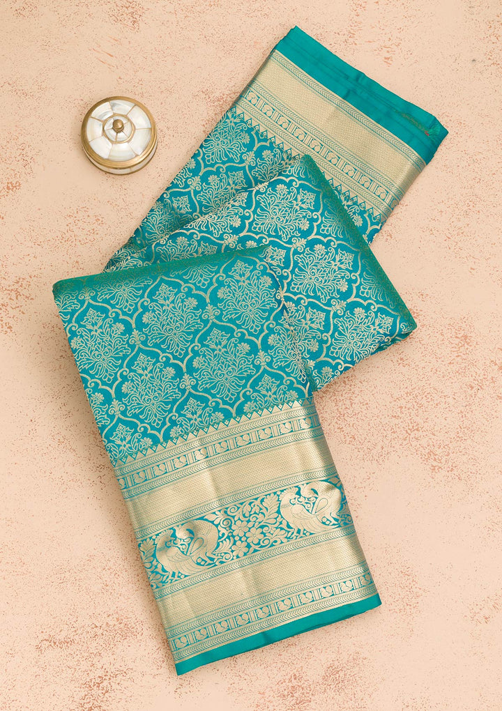 Rama Green Zariwork Banarasi Pure Silk Saree