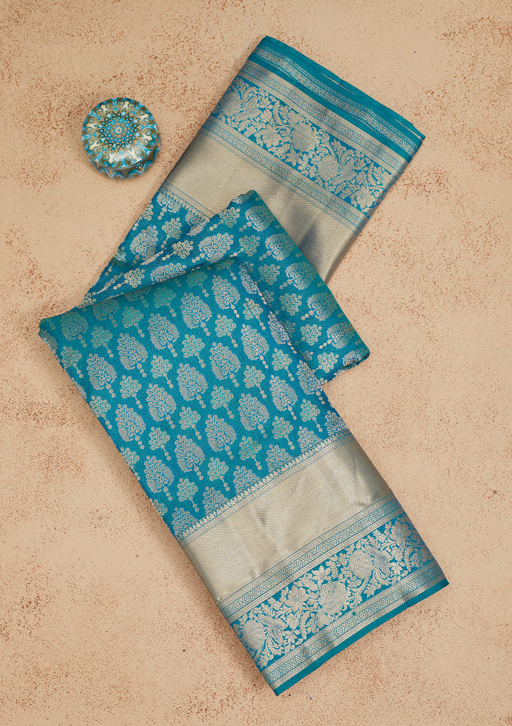 Rama Green Zariwork Pure Silk Saree