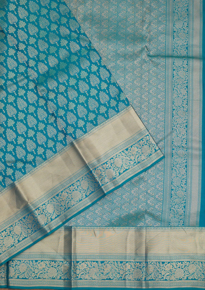 Rama Green Zariwork Pure Silk Saree