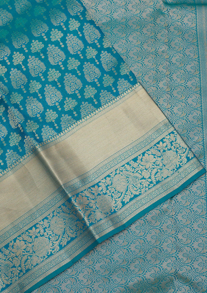 Rama Green Zariwork Pure Silk Saree
