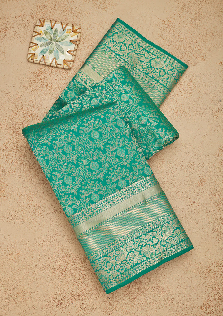 Rama Green Zariwork Pure Silk Saree